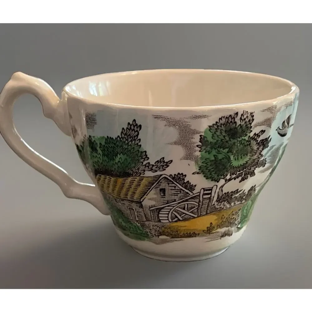 Franciscan Staffordshire England The Hunter MCM Multicolor Teacup & Saucer Set